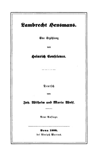 Lambrecht Hensmans: Eine Erzählung