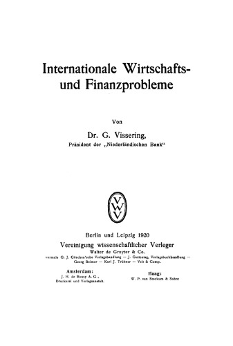Internationale Wirtschafts- und Finanzprobleme