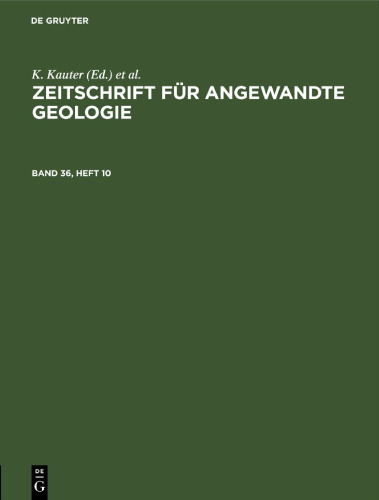 Zeitschrift für Angewandte Geologie: Band 36, Heft 10