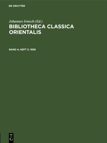 Bibliotheca Classica Orientalis: Band 4, Heft 5
