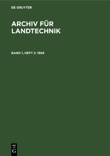 Archiv für Landtechnik: Band 1, Heft 2 1959