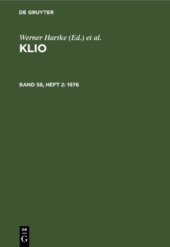 Klio: Band 58, Heft 2 1976