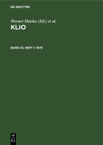 Klio: Band 57, Heft 1 1975