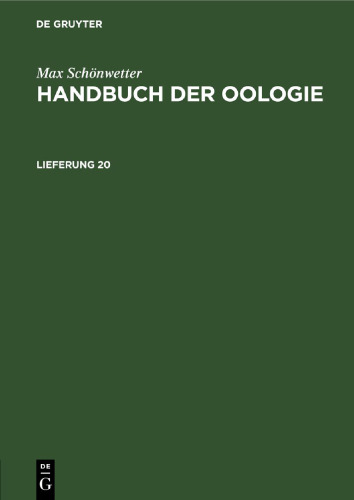 Handbuch der Oologie: Lieferung 20