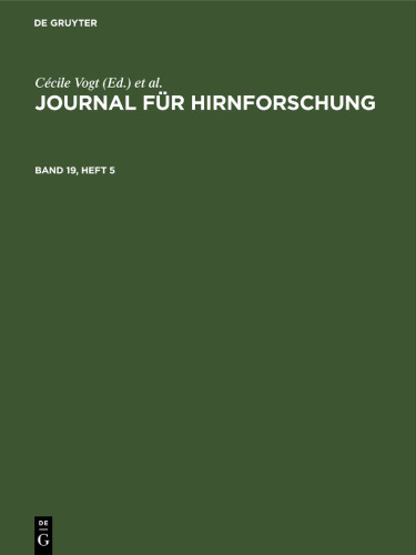 Journal für Hirnforschung: Band 19, Heft 5