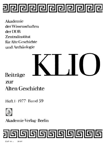 Klio: Band 59, Heft 1