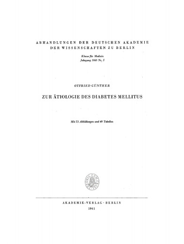 Zur Ätiologie des Diabetes Mellitus