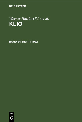 Klio: Band 64, Heft 1 1982