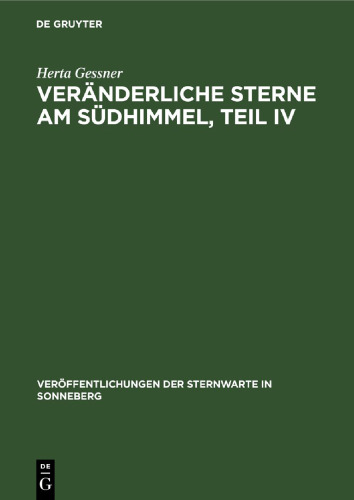 Veränderliche Sterne am Südhimmel, Teil IV