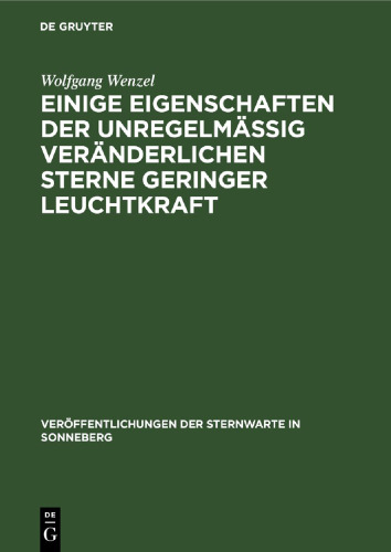 Einige Eigenschaften der unregelmäßig veränderlichen Sterne geringer Leuchtkraft