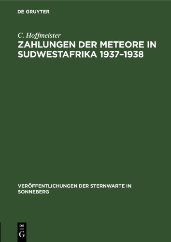 Zahlungen der Meteore in Sudwestafrika 1937–1938