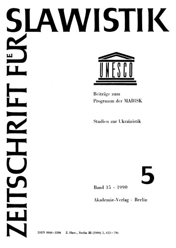 Zeitschrift für Slawistik: Band 35, Heft 5