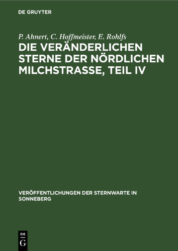 Die veränderlichen Sterne der nördlichen Milchstraße, Teil IV