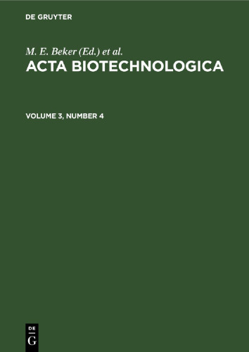 Acta Biotechnologica: Volume 3, Number 4