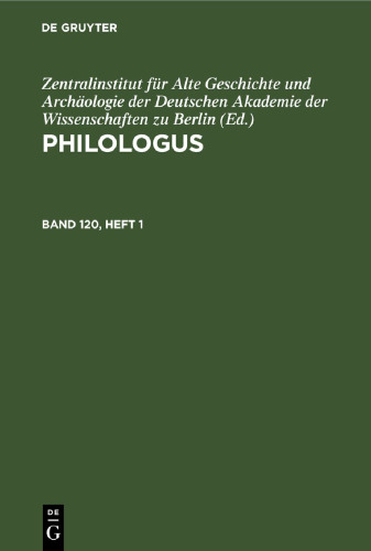 Philologus: Band 120, Heft 1