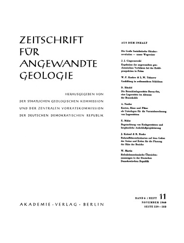 Zeitschrift für Angewandte Geologie: Band 6, Heft 11 November 1960