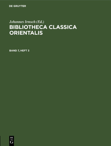 Bibliotheca Classica Orientalis: Band 7, Heft 3