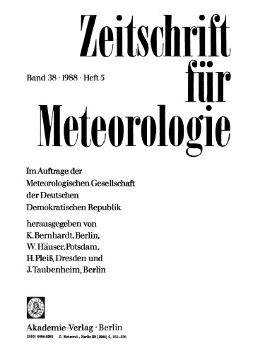 Zeitschrift für Meteorologie: Band 38, Heft 5