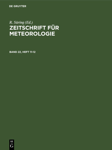 Zeitschrift für Meteorologie: Band 22, Heft 11-12