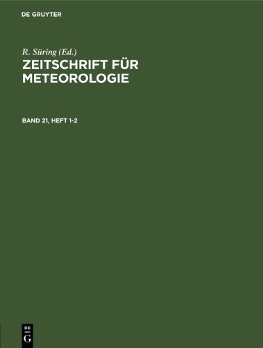 Zeitschrift für Meteorologie: Band 21, Heft 1-2