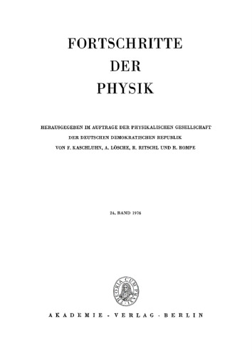 Fortschritte der Physik / Progress of Physics: Band 24, Heft 1 1976