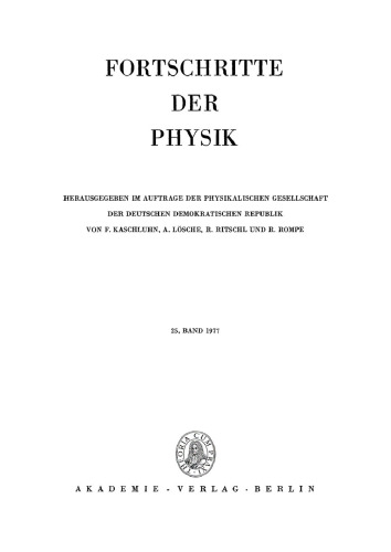 Fortschritte der Physik / Progress of Physics: Band 25, Heft 1