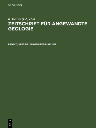 Zeitschrift für Angewandte Geologie: Band 17, Heft 1/2 Januar/Februar 1971