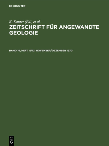 Zeitschrift für Angewandte Geologie: Band 16, Heft 11/12 November/Dezember 1970