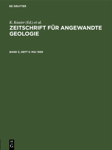 Zeitschrift für Angewandte Geologie: Band 5, Heft 5 Mai 1959