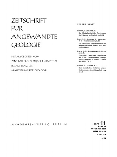 Zeitschrift für Angewandte Geologie: Band 23, Heft 11 November 1977