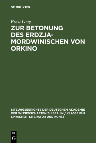 Zur Betonung des Erdzja-Mordwinischen von Orkino