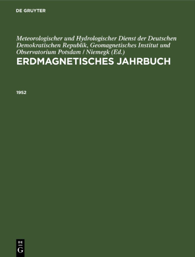 Erdmagnetisches Jahrbuch: 1952