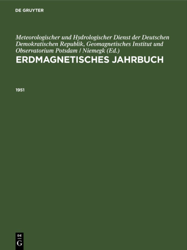 Erdmagnetisches Jahrbuch: 1951