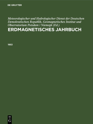 Erdmagnetisches Jahrbuch: 1953