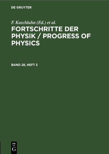 Fortschritte der Physik / Progress of Physics: Band 28, Heft 5