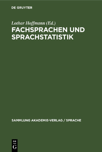 Fachsprachen und Sprachstatistik: Beiträge zur angewandten Sprachwissenschaft