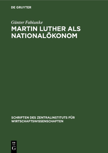 Martin Luther als Nationalökonom