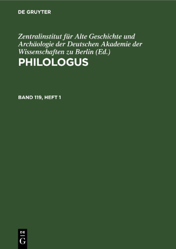 Philologus: Band 119, Heft 1