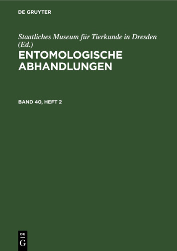 Entomologische Abhandlungen: Band 40, Heft 2