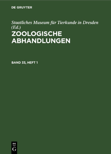 Zoologische Abhandlungen: Band 33, Heft 1