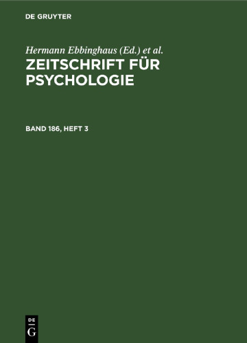 Zeitschrift für Psychologie: Band 186, Heft 3