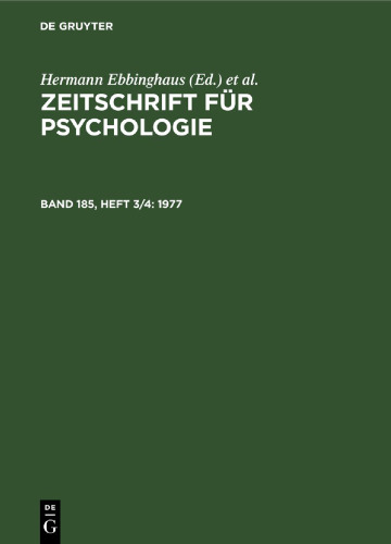 Zeitschrift für Psychologie: Band 185, Heft 3/4 1977
