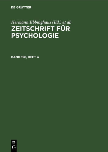 Zeitschrift für Psychologie: Band 198, Heft 4