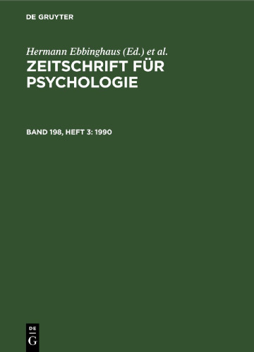 Zeitschrift für Psychologie: Band 198, Heft 3 1990
