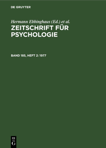 Zeitschrift für Psychologie: Band 185, Heft 2 1977