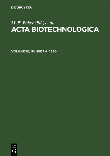 Acta Biotechnologica: Volume 10, Number 4 1990