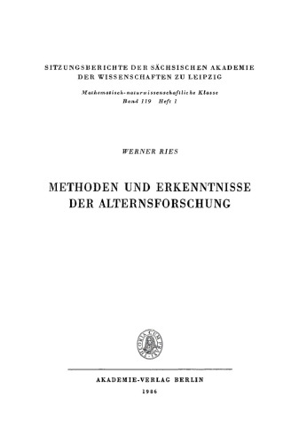 Methoden und Erkenntnisse der Alternsforschung