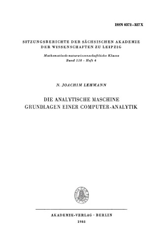 Die analytische Maschine. Grundlagen einer Computer-Analytik