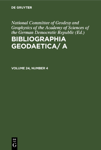 Bibliographia Geodaetica/ A: Volume 24, Number 4