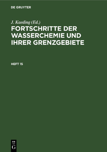 Fortschritte der Wasserchemie und ihrer Grenzgebiete: Heft 15